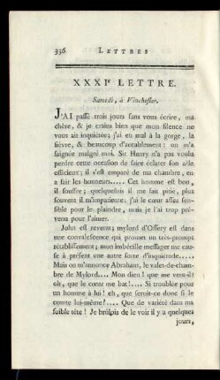 XXXIe Lettre. samedi, à Vinchester.