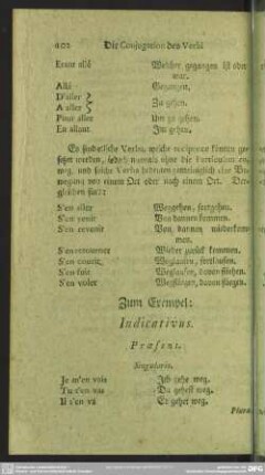 Die Conjugation des Verbi S'en aller, Weggehen