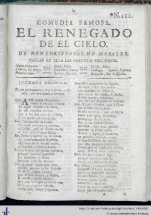 Comedia Famosa, El Renegado De El Cielo