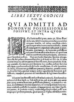 Libri Sexti Codicis Tit. IX. Qvi Admitti Ad Bonorvm Possessionem Possvnt, Et Intra Qvod Tempvs.