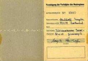 Mitgliedsbuch der VVN von Magda Sendhoff - Familienkonvolut
