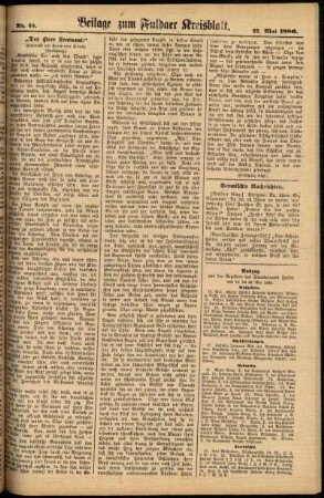 Zweite Ausgabe vom Samstag, den 22. Mai 1886.