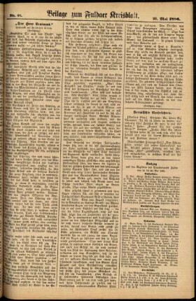 Zweite Ausgabe vom Samstag, den 22. Mai 1886.
