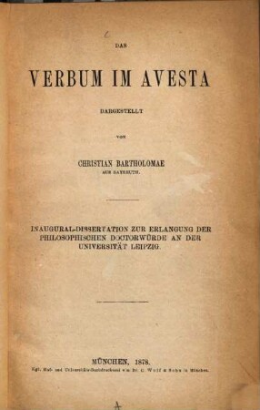 Das Verbum im Avesta