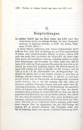 578-579 [Rezension] Fischer, Johann, In welcher Schrift lag das Buch Isaias den LXX vor?