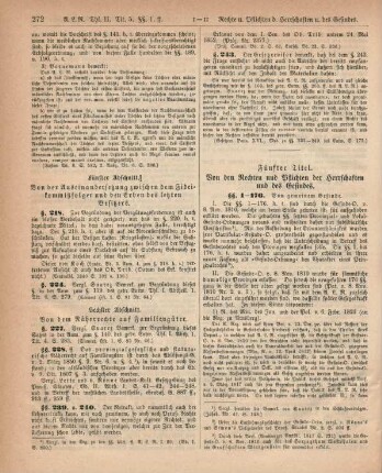 Fünfter Titel. Von den Rechten und Pflichten der Herrschaften und des Gesindes.