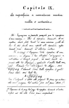 Capitolo IX. Le superficie a curvatura media nulla o costante.