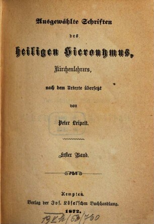 Bibliothek der Kirchenväter : eine Auswahl patristischer Werke in deutscher Übersetzung. 16