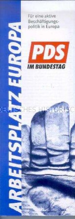 Propagandaschrift der PDS zur Europawahl 1999 für eine aktive Beschäftigungspolitik
