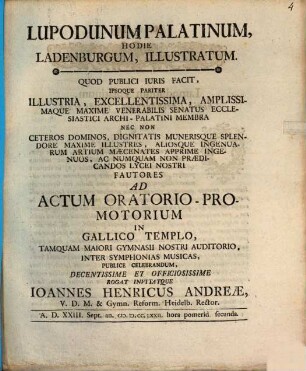 Lupodunum Palatinum, Hodie Ladenburgum, Illustratum