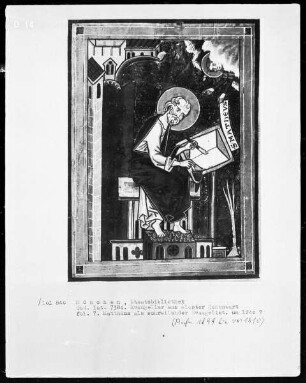 Evangeliar aus Kloster Hohenwart — Matthäus als schreibender Evangelist, Folio 7recto