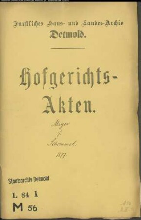 Meyer, Franz in Herford gegen Hans Schemmel im Bexterhagen - Schuldforderung