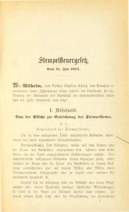 Stempelsteuergesetz vom 31. Juli 1895