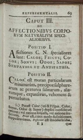 Caput III. De Affectionibus Corporum Naturalium Specialioribus.