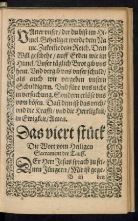 Das viert stück Die Wort vom Heiligen Sacrament der Tauff.