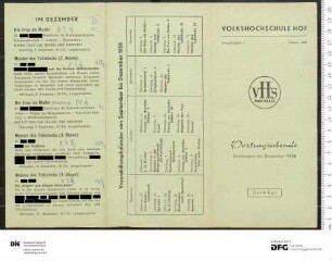 Beilage zum Programm 1. Semester 1958