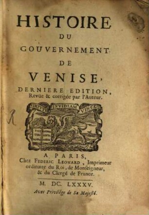 Histoire du gouvernement de Venise