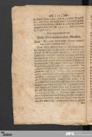 Das dreyzehende Stück. Vom Hertz-verändernden Glauben.
