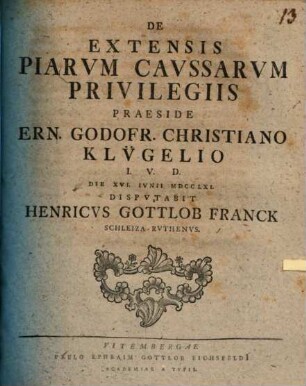 De Extensis Piarvm Cavssarvm Privilegiis