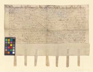 Obligation über 1500 Taler, die Joachim v. Ribbeck den Städten Brandenburg (Alt- und Neustadt), Berlin, Cölln, Frankfurt (Oder), Prenzlau und Ruppin leiht.