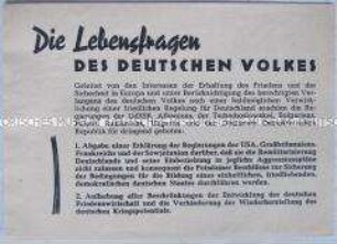 Propaganda-Handzettel für deutsche Einheit, gegen Remilitarisierung und für den Abschluss eines Friedensvertrages