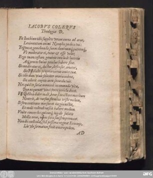 Jacobus Colerus Theologiae D.