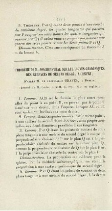 Théorème de M. Joachimsthal sur lignes géodésiques des surfaces du second degré, a centre.