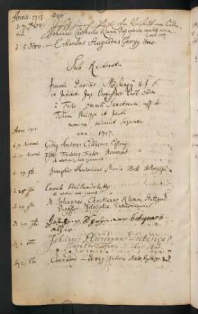 Winterhalbjahr 1717/1718. Rektorat Jakob David Mögling