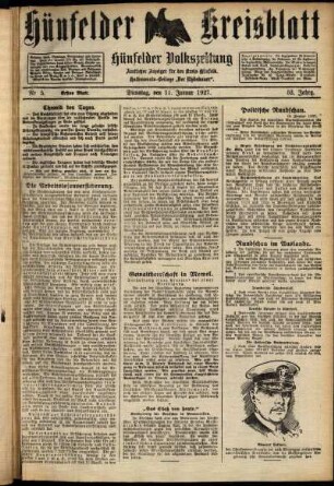 Erste Ausgabe vom Dienstag, den 11. Januar 1927.