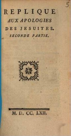 Réplique aux apologies des Jésuites, 2