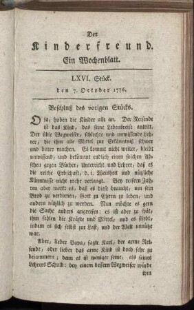 LXVI. Stück den 7. October 1776