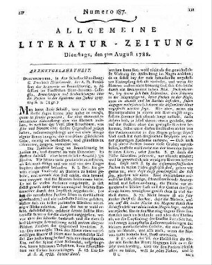 Hildebrandt, G. F[riedrich]: Bemerkungen und Beobachtungen über die Pocken in der Epidemie des Jahres 1787. - Braunschweig : Schulbuchhandlung, 1788