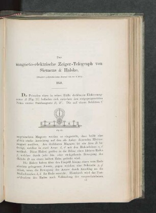 Der magneto-elektrische Zeiger-Telegraph von Siemens & Halske ... 1859
