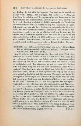 360 [Rezension] Schweitzer, Albert, Geschichte der Leben-Jesu-Forschung