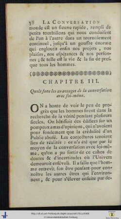 Chap. III. Quels sont les avantages de la conversation avec soi-même.