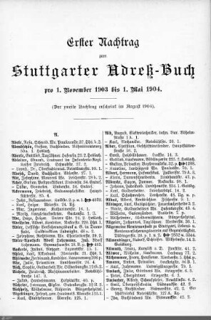 Nachtrag zum Stuttgarter Adreßbuch, 01.11.1903-01.05.1904