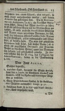 Das Amt Aurich.