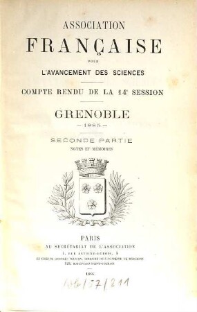 Comptes rendus de la ... session. 14. 1885 (1886), Partie 2