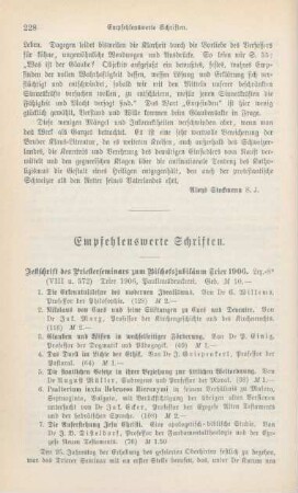 228-242 Empfehlenswerthe Schriften