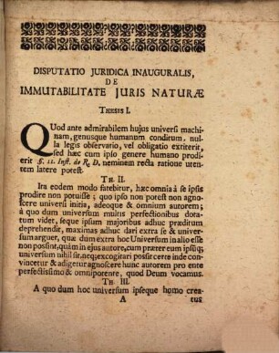 Disp. iur. inaug. de immutabilitate iuris naturae