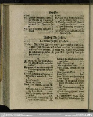 Ander Register, der vornehmsten Sachen