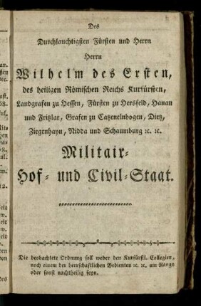Militair- Hof- und Civil-Staat