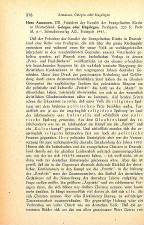 376-377 [Rezension] Asmussen, Hans Christian, Gelegen oder ungelegen
