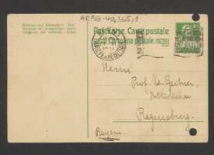 Brief von Artur Huber an Albert Geitner