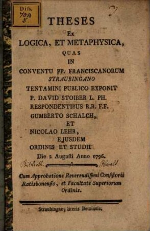Theses ex logica et metaphysica