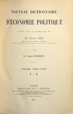 Nouveau dictionnaire d'économie politique, 2