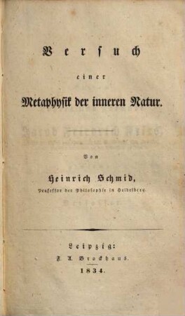 Versuch einer Metaphysik der inneren Natur