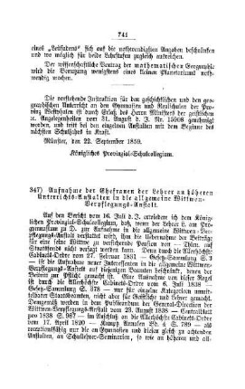 Aufnahme der Ehefrauen der Lehrer an höheren Unterrichts-Anstalten in die allgemeine Wittwen Verpflegungs-Anstalt : [II. Gymnasien und Realschulen]