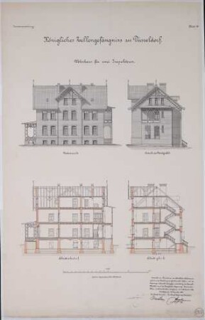 Wohnhaus für zwei Inspektoren, Königliches Zellengefängnis zu Düsseldorf.
