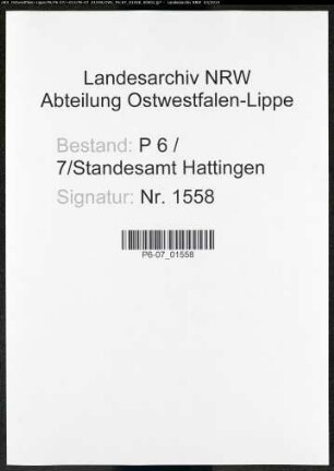Sterberegister Standesamt Hattingen